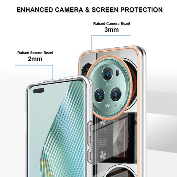 For Honor Magic 5 Pro Electroplating Marble Dual-side IMD Phone Case(Retro Radio)