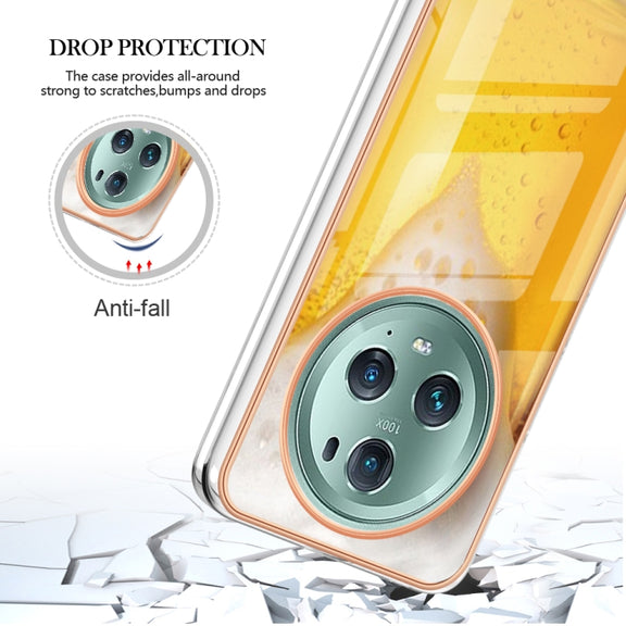 For Honor Magic 5 Pro Electroplating Marble Dual-side IMD Phone Case(Draft Beer)