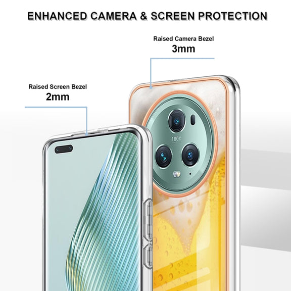 For Honor Magic 5 Pro Electroplating Marble Dual-side IMD Phone Case(Draft Beer)