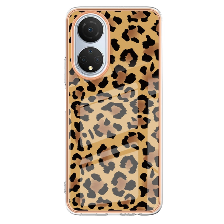 For Honor X7 Electroplating Marble Dual-side IMD Phone Case(Leopard Print)