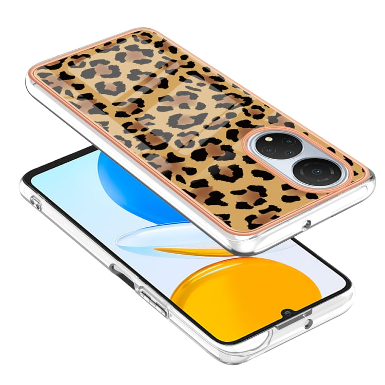 For Honor X7 Electroplating Marble Dual-side IMD Phone Case(Leopard Print)