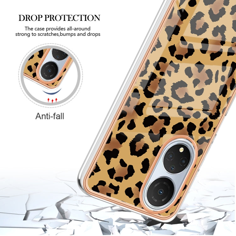 For Honor X7 Electroplating Marble Dual-side IMD Phone Case(Leopard Print)