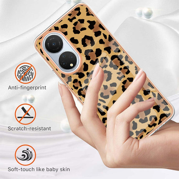 For Honor X7 Electroplating Marble Dual-side IMD Phone Case(Leopard Print)