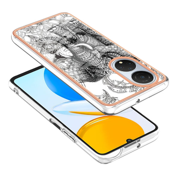For Honor X7 Electroplating Marble Dual-side IMD Phone Case(Totem Elephant)