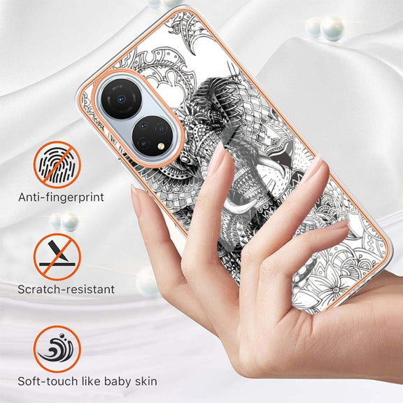 For Honor X7 Electroplating Marble Dual-side IMD Phone Case(Totem Elephant)