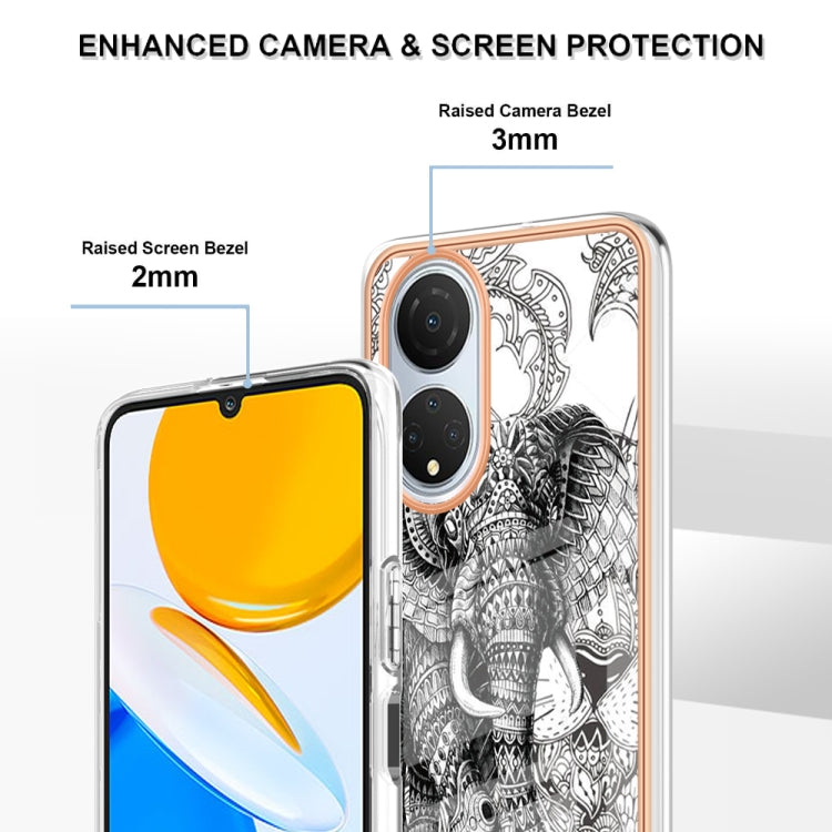 For Honor X7 Electroplating Marble Dual-side IMD Phone Case(Totem Elephant)