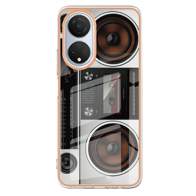 For Honor X7 Electroplating Marble Dual-side IMD Phone Case(Retro Radio)