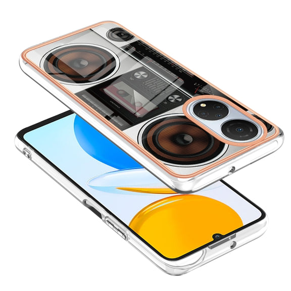 For Honor X7 Electroplating Marble Dual-side IMD Phone Case(Retro Radio)