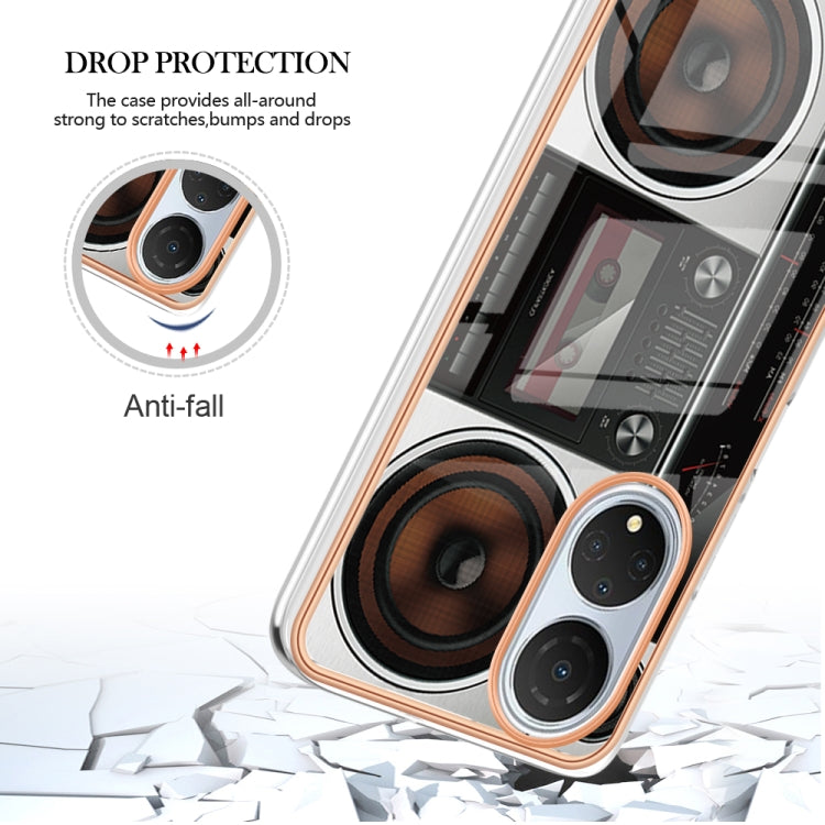 For Honor X7 Electroplating Marble Dual-side IMD Phone Case(Retro Radio)