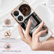 For Honor X7 Electroplating Marble Dual-side IMD Phone Case(Retro Radio)