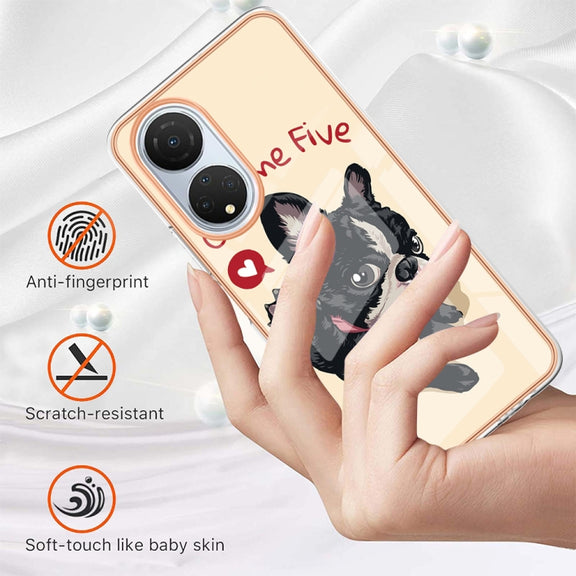 For Honor X7 Electroplating Marble Dual-side IMD Phone Case(Lucky Dog)