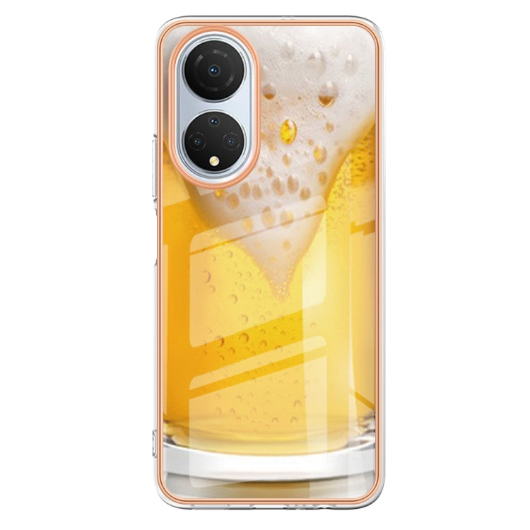 For Honor X7 Electroplating Marble Dual-side IMD Phone Case(Draft Beer)