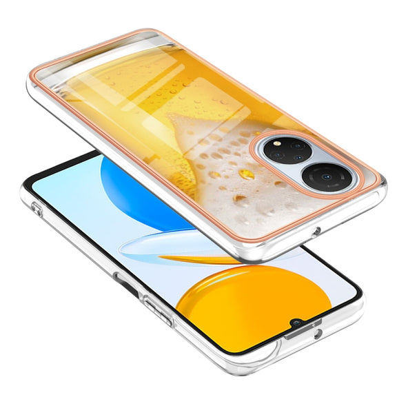 For Honor X7 Electroplating Marble Dual-side IMD Phone Case(Draft Beer)