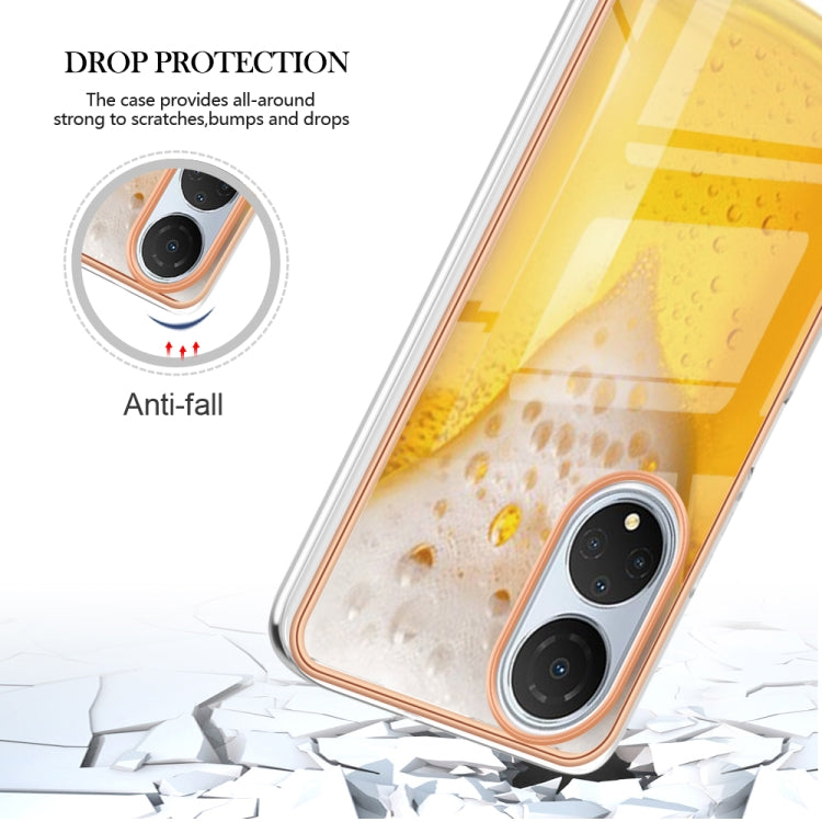 For Honor X7 Electroplating Marble Dual-side IMD Phone Case(Draft Beer)