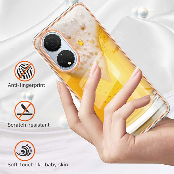 For Honor X7 Electroplating Marble Dual-side IMD Phone Case(Draft Beer)