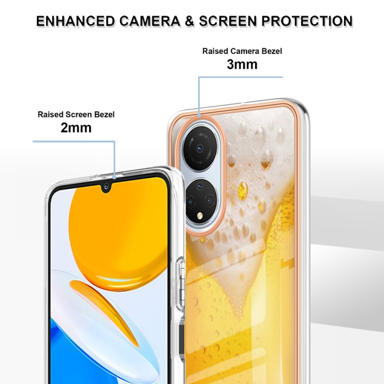 For Honor X7 Electroplating Marble Dual-side IMD Phone Case(Draft Beer)