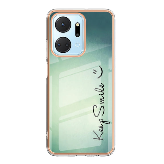 For Honor X7a Electroplating Marble Dual-side IMD Phone Case(Smile)