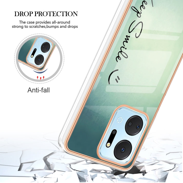 For Honor X7a Electroplating Marble Dual-side IMD Phone Case(Smile)