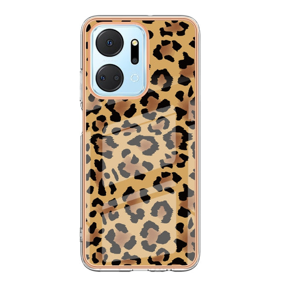 For Honor X7a Electroplating Marble Dual-side IMD Phone Case(Leopard Print)