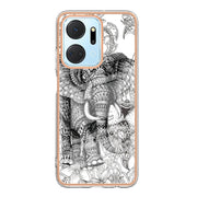 For Honor X7a Electroplating Marble Dual-side IMD Phone Case(Totem Elephant)