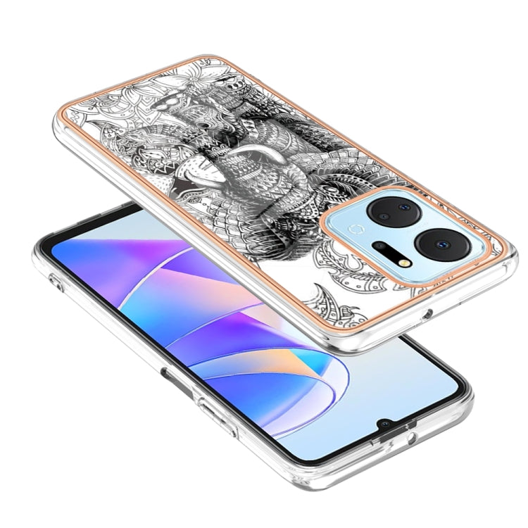 For Honor X7a Electroplating Marble Dual-side IMD Phone Case(Totem Elephant)