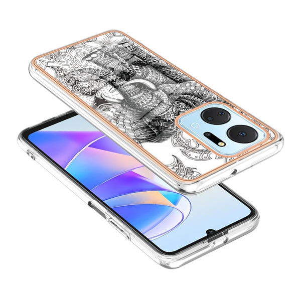 For Honor X7a Electroplating Marble Dual-side IMD Phone Case(Totem Elephant)