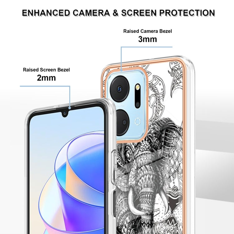 For Honor X7a Electroplating Marble Dual-side IMD Phone Case(Totem Elephant)