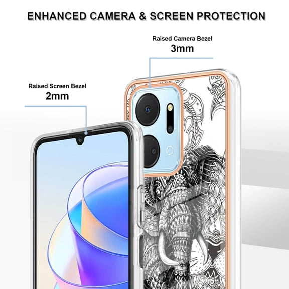 For Honor X7a Electroplating Marble Dual-side IMD Phone Case(Totem Elephant)