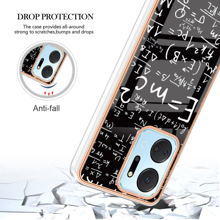 For Honor X7a Electroplating Marble Dual-side IMD Phone Case(Equation)