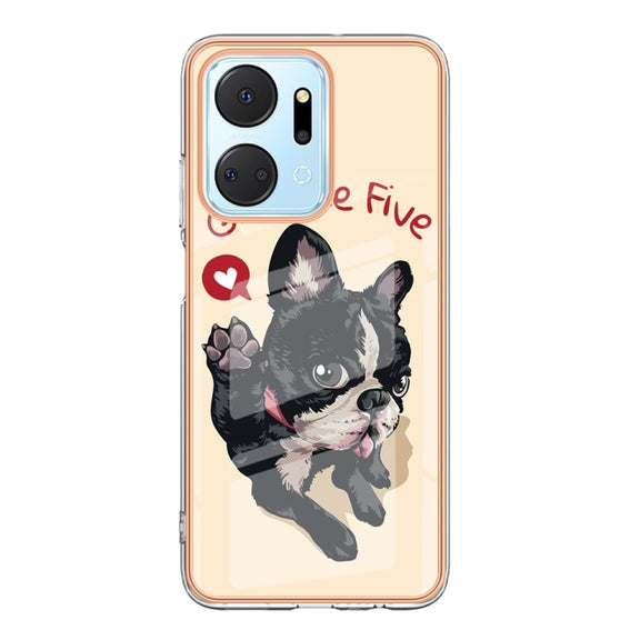 For Honor X7a Electroplating Marble Dual-side IMD Phone Case(Lucky Dog)