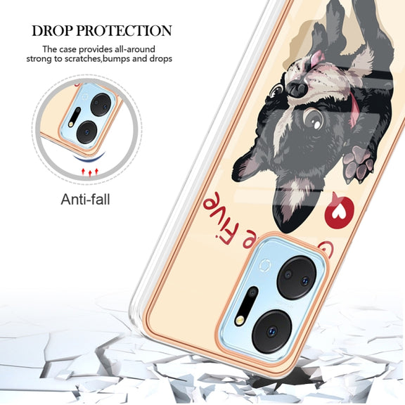 For Honor X7a Electroplating Marble Dual-side IMD Phone Case(Lucky Dog)