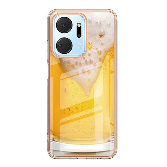 For Honor X7a Electroplating Marble Dual-side IMD Phone Case(Draft Beer)