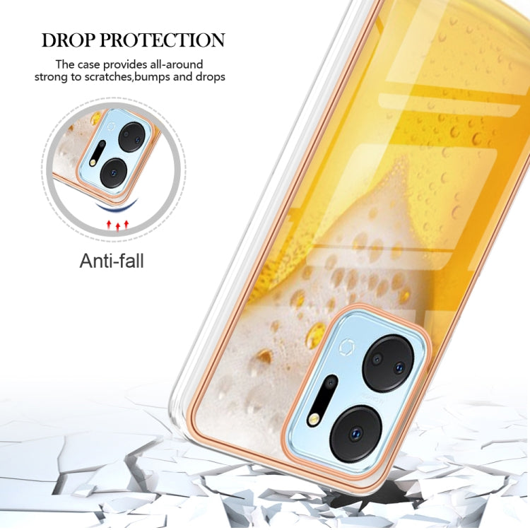 For Honor X7a Electroplating Marble Dual-side IMD Phone Case(Draft Beer)