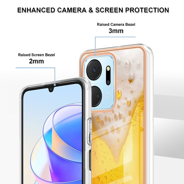 For Honor X7a Electroplating Marble Dual-side IMD Phone Case(Draft Beer)