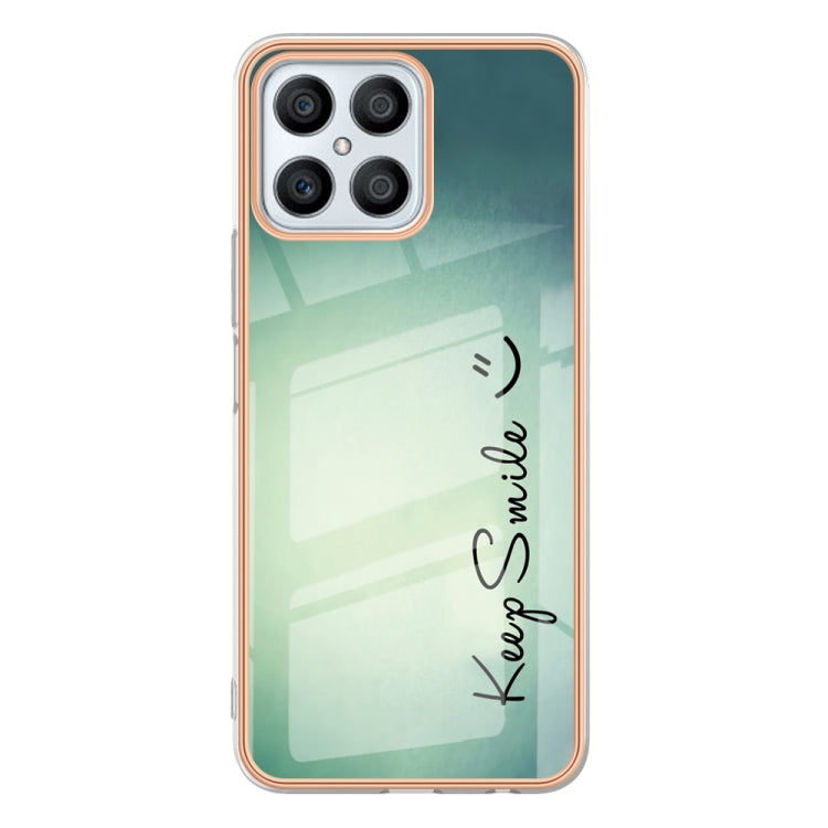 For Honor X8 4G Electroplating Marble Dual-side IMD Phone Case(Smile)