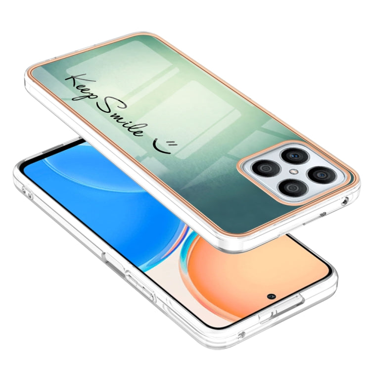 For Honor X8 4G Electroplating Marble Dual-side IMD Phone Case(Smile)