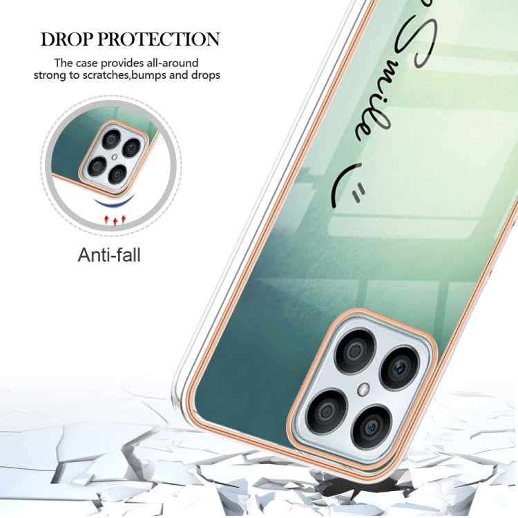 For Honor X8 4G Electroplating Marble Dual-side IMD Phone Case(Smile)