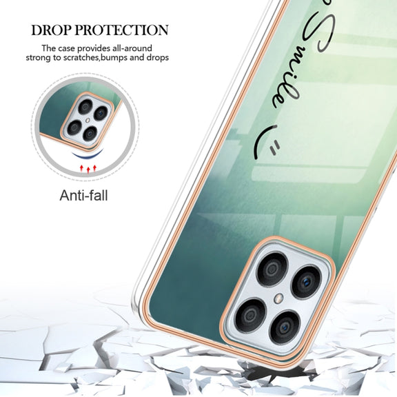 For Honor X8 4G Electroplating Marble Dual-side IMD Phone Case(Smile)
