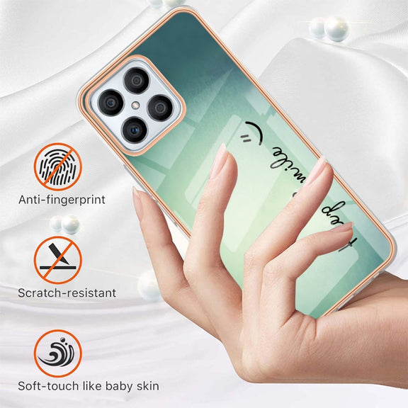For Honor X8 4G Electroplating Marble Dual-side IMD Phone Case(Smile)
