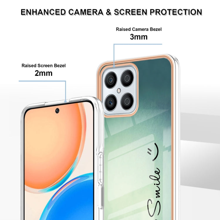 For Honor X8 4G Electroplating Marble Dual-side IMD Phone Case(Smile)