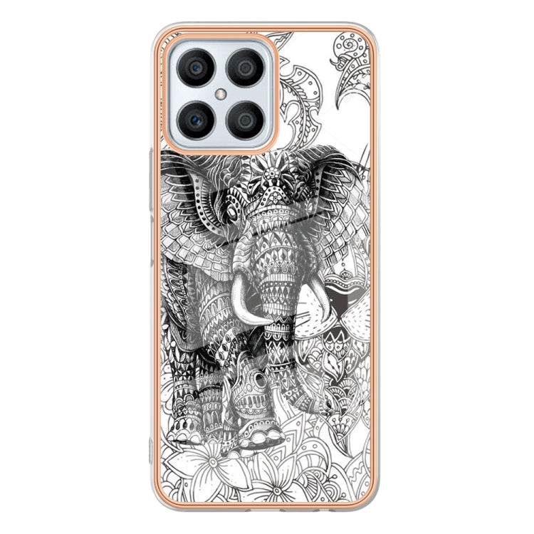 For Honor X8 4G Electroplating Marble Dual-side IMD Phone Case(Totem Elephant)