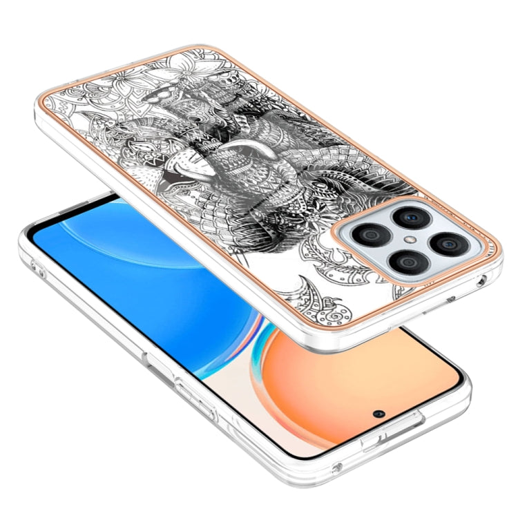For Honor X8 4G Electroplating Marble Dual-side IMD Phone Case(Totem Elephant)