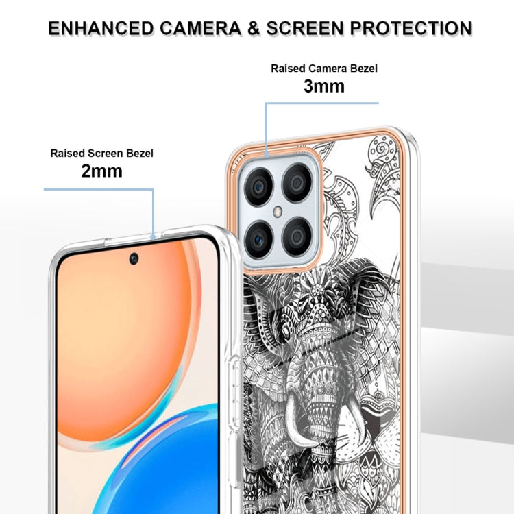 For Honor X8 4G Electroplating Marble Dual-side IMD Phone Case(Totem Elephant)