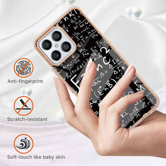 For Honor X8 4G Electroplating Marble Dual-side IMD Phone Case(Equation)