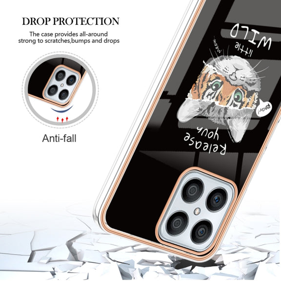 For Honor X8 4G Electroplating Marble Dual-side IMD Phone Case(Natural Growth)