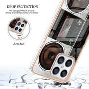 For Honor X8 4G Electroplating Marble Dual-side IMD Phone Case(Retro Radio)
