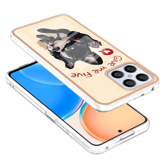 For Honor X8 4G Electroplating Marble Dual-side IMD Phone Case(Lucky Dog)