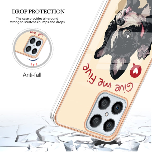 For Honor X8 4G Electroplating Marble Dual-side IMD Phone Case(Lucky Dog)