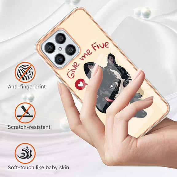 For Honor X8 4G Electroplating Marble Dual-side IMD Phone Case(Lucky Dog)