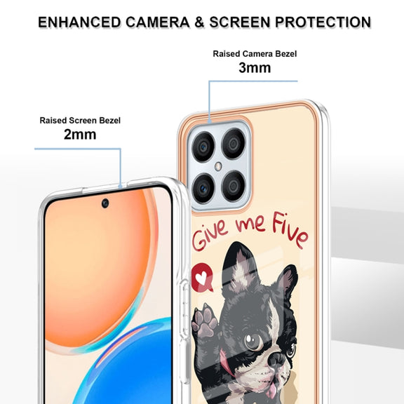 For Honor X8 4G Electroplating Marble Dual-side IMD Phone Case(Lucky Dog)